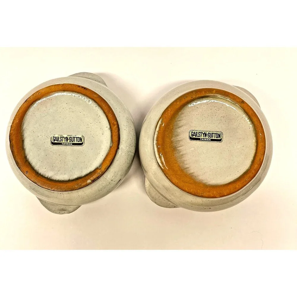 MCM Vintage Pair of Gailstyn-Sutton Brittany Ceramic Crocks Brown Drip Glaze 70s